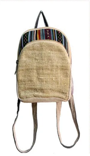 Earth Divas - Violet-Patterned Hemp Gheri Cotton Backpack