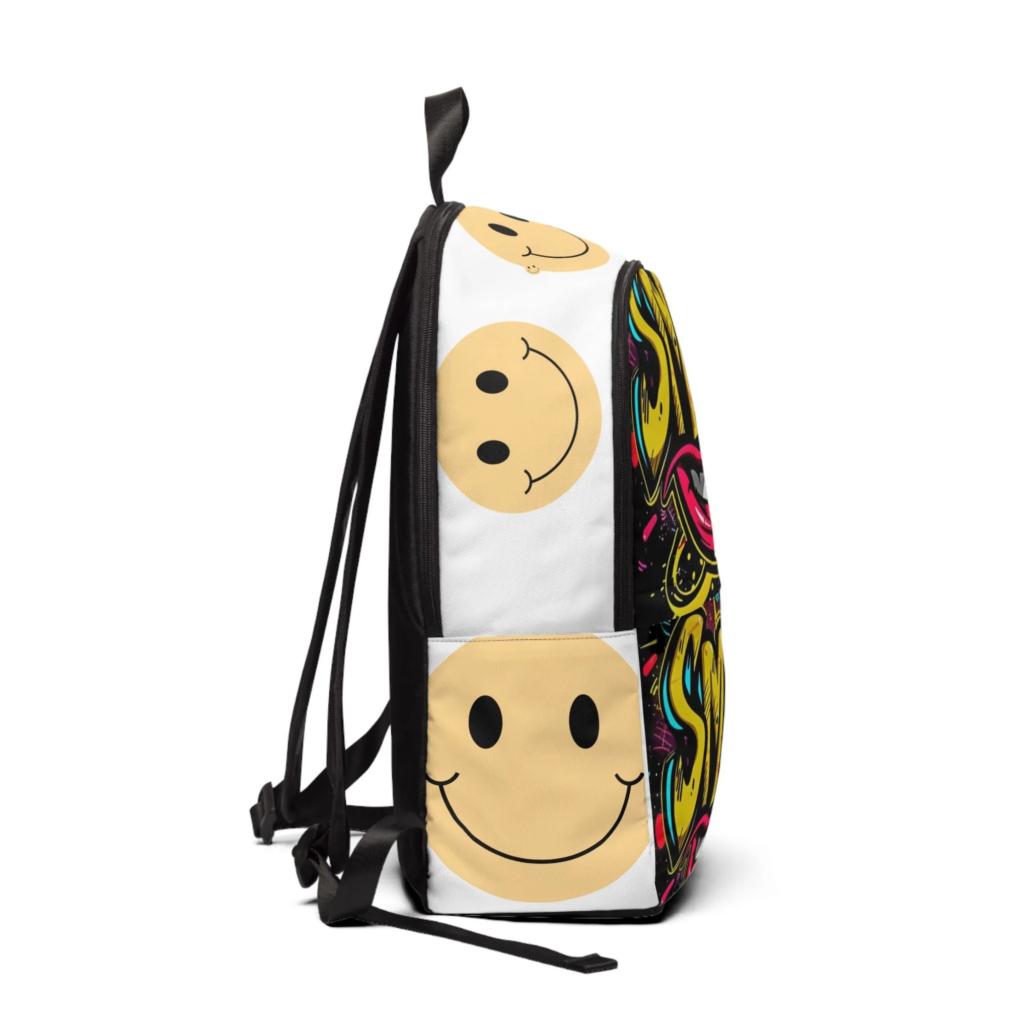 Eco-friendly Gear, Smiley Use, School Trendy, - Everyday Eco-Friendly, Fun, Unisex Gift Backpack Face Colorful Localized shipping Unique