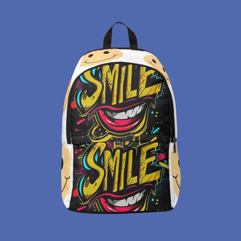 Eco-friendly Gear, Smiley Use, School Trendy, - Everyday Eco-Friendly, Fun, Unisex Gift Backpack Face Colorful Localized shipping Unique
