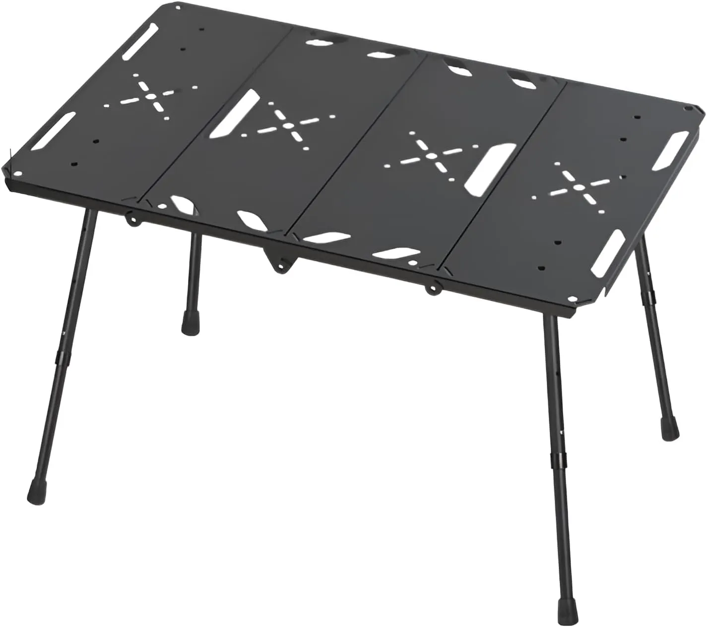 Ellniges]【4-Fold Tactical Table Portable Aluminum Outdoor Desk 1.6kg Lightweight, 30kg Capacity for Camping Gear, Car Trips, Black Compact Design with Handle