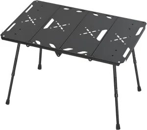 Ellniges]【4-Fold Tactical Table Portable Aluminum Outdoor Desk 1.6kg Lightweight, 30kg Capacity for Camping Gear, Car Trips, Black Compact Design with Handle