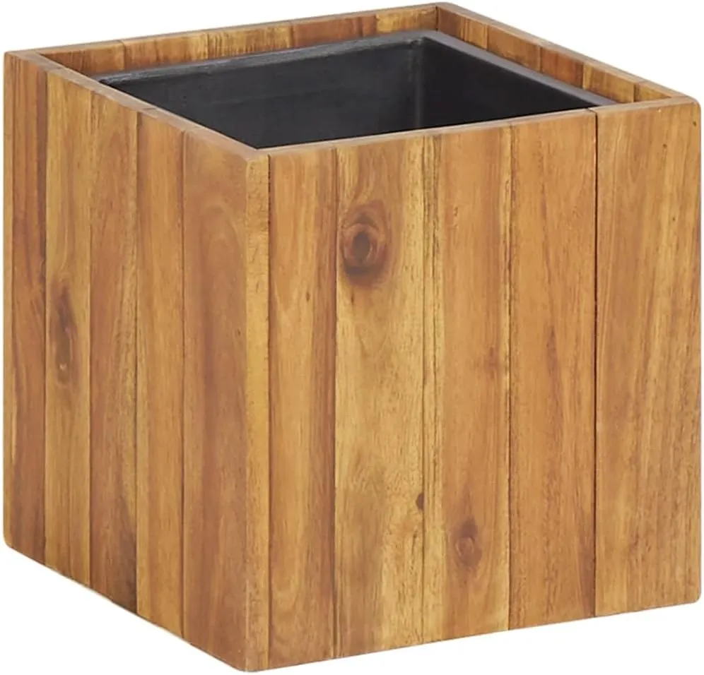 Enhance Your Garden with Weather-Resistant Raised Bed Planter, Solid Acacia Wood, Open Bottom for Drainage, Brown