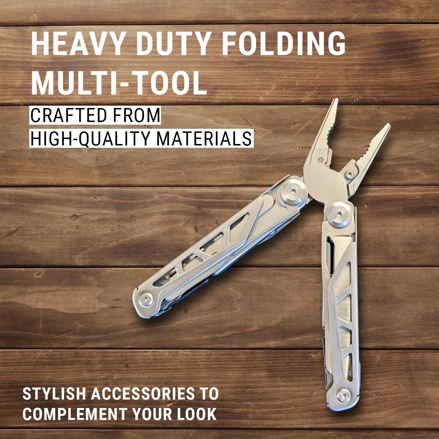 EPG Heavy Duty Multitool, Nylon Case and Screwdriver Bits, 18 Stainless Steel Locking Tools, EDC Gear with Pliers, Bottle Opener, Box Cutter and More, Fits in Pocket