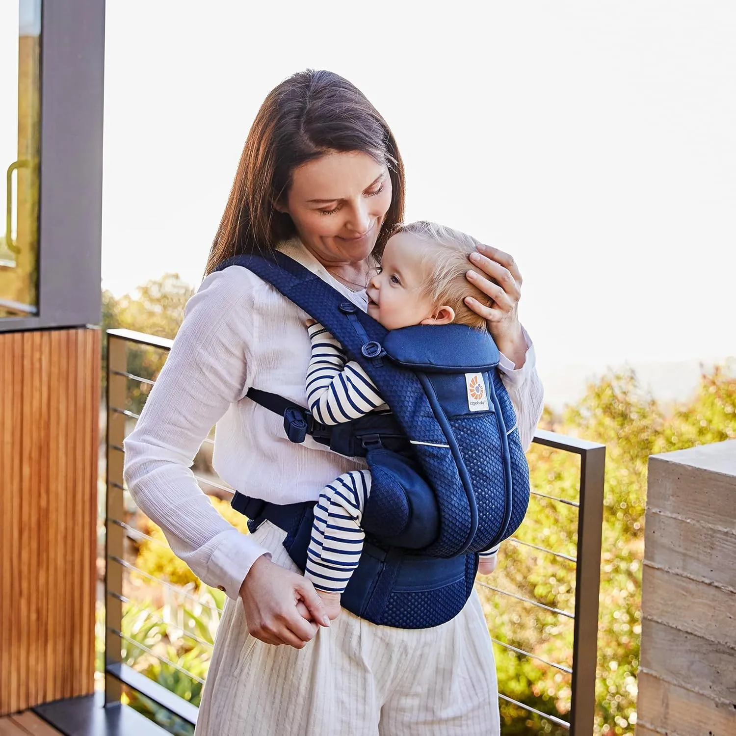 Ergobaby All Carry Positions Breathable Mesh Baby Carrier with Enhanced Lumbar Support & Airflow (7-45 Lb), Omni Breeze, Midnight Blue