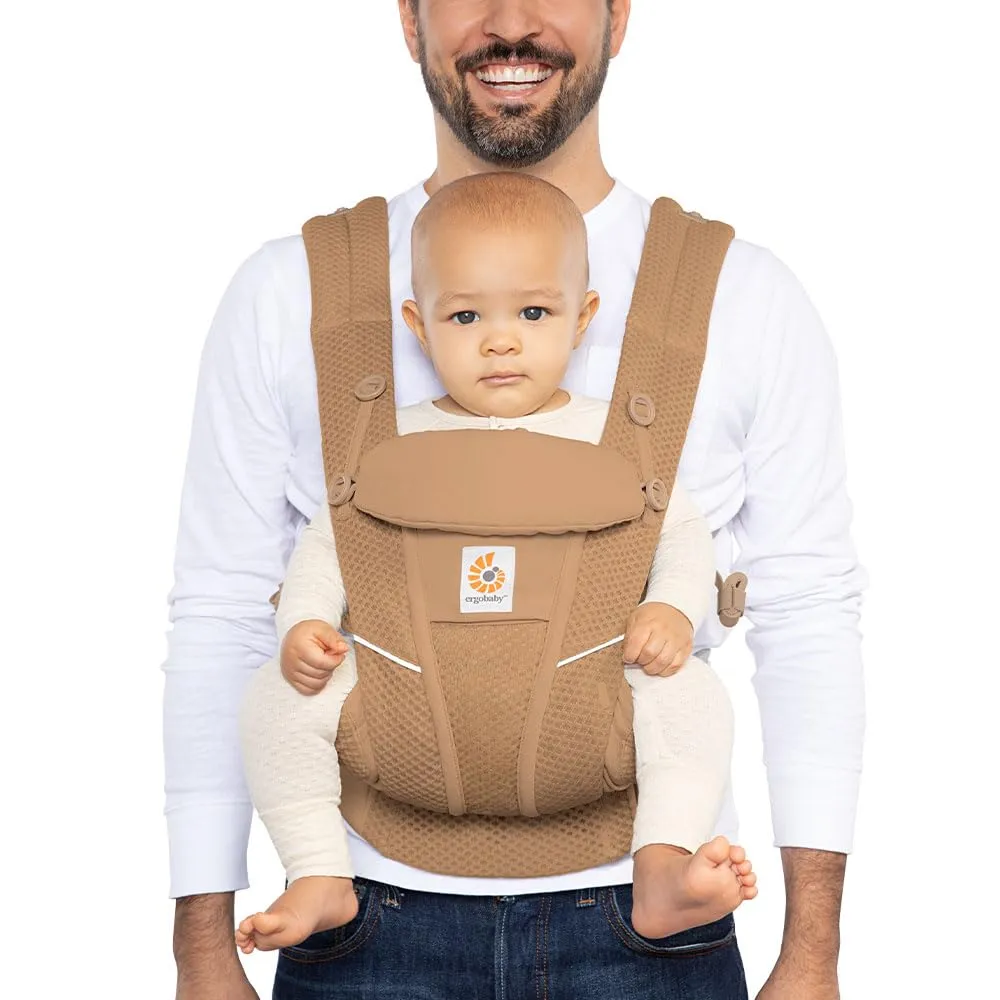 Ergobaby Omni Breeze All Carry Positions Breathable Mesh Baby Carrier with Enhanced Lumbar Support & Airflow (7-45 Lb), Camel Brown