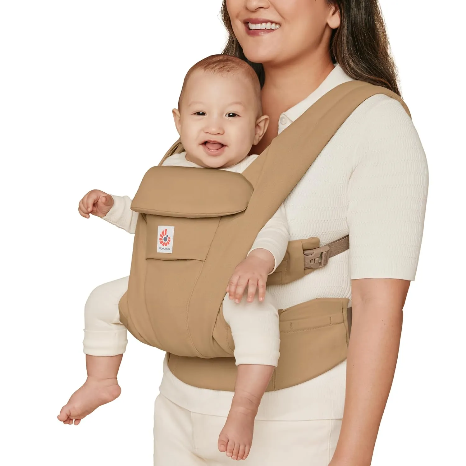 Ergobaby Omni Deluxe All Carry Positions Breathable Cotton Baby Carrier with Enhanced Lumbar Support and Lightweight Comfort, Newborn to Toddler, (Holds 7-45 lbs), Camel