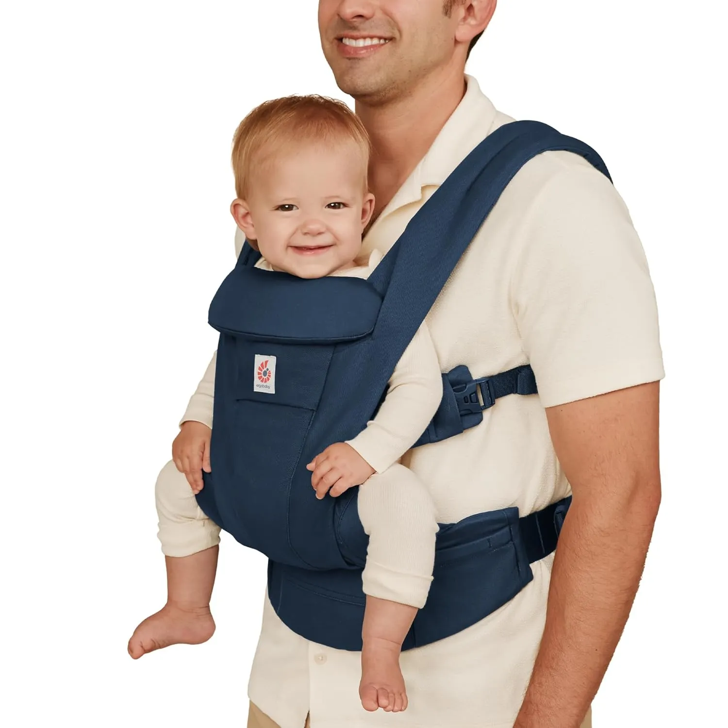 Ergobaby Omni Deluxe All Carry Positions Breathable Cotton Baby Carrier with Enhanced Lumbar Support and Lightweight Comfort, Newborn to Toddler, (Holds 7-45 lbs), Midnight Blue