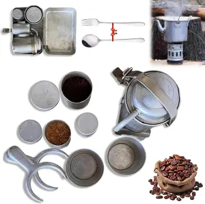 Extra Rare Collectors Camping Coffee Kit, Vintage Nostalgia Espresso & Pour Over Set, Mini Portable Coffee Maker Set with Cups, Outdoor Pours Overs Machine for Travel Camping Adventures(2PCS)