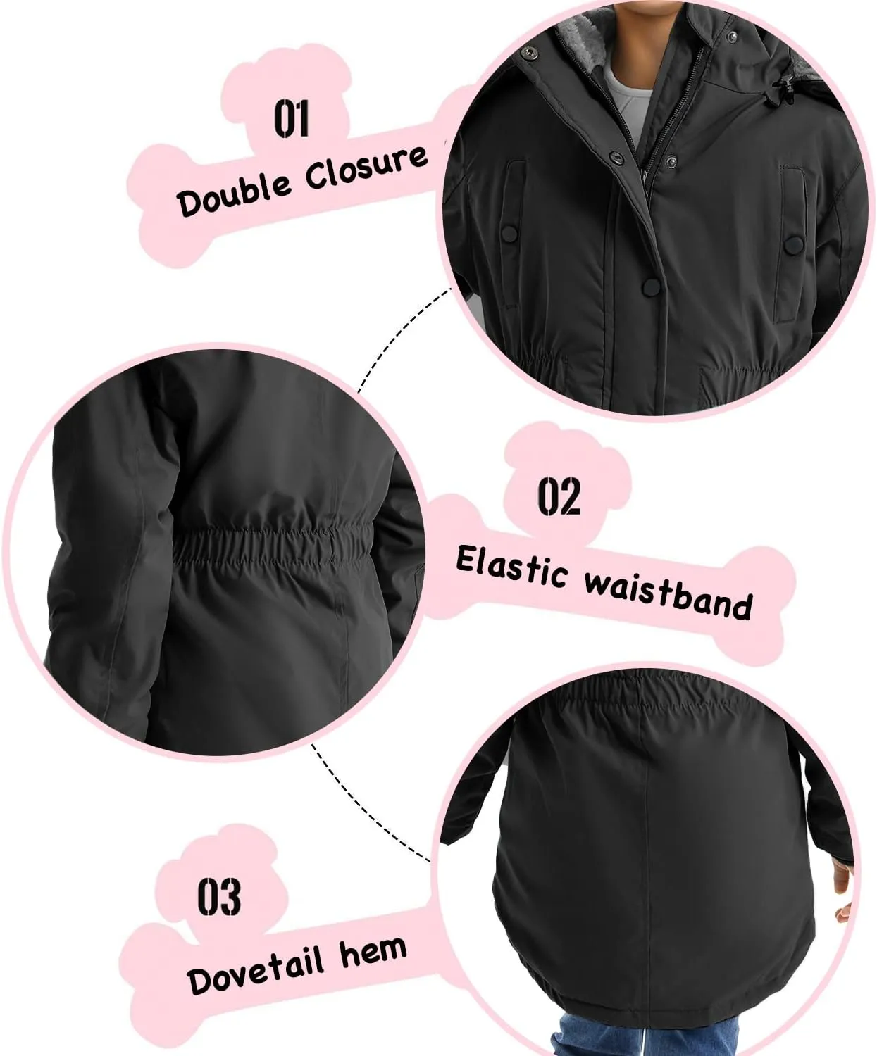 FARVALUE Girls' Long Winter Coats Warm Parka Lined Puffer Jacket Thicken Fleece Hooded Coat with Fur Collar for Girls