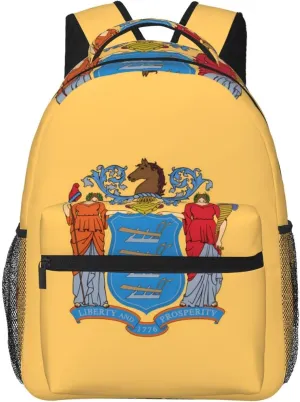 Flag of New Jersey Backpack, suitable for light travel, daily multi-purpose bag, suitable for commuting, cycling, work