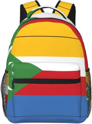 Flag of the Comoros Backpack, suitable for light travel, daily multi-purpose bag, suitable for commuting, cycling, work