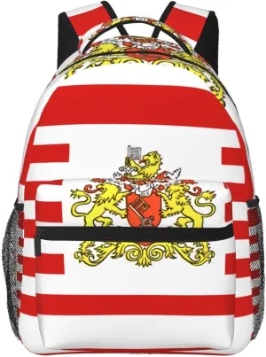 Flag of the Senate of Bremen Backpack, suitable for light travel, daily multi-purpose bag, suitable for commuting, cycling, work