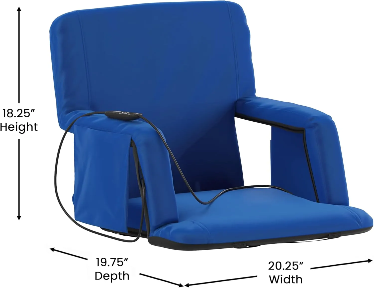 Flash Furniture Malta Heated Stadium Seat with Back Support, 6 Recline Positions, Portable Chair with Backpack Straps, USB Battery Pack Not Included, Blue