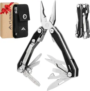 FLISSA 16-in-1 Multi Tool with G10 Handle, Gift for Dad, Stainless Steel EDC Multitool with Pocket Knife, Pliers, Belt Clip and Oxford Sheath, Self-locking Utility Multi-Tool for Camping Outdoor