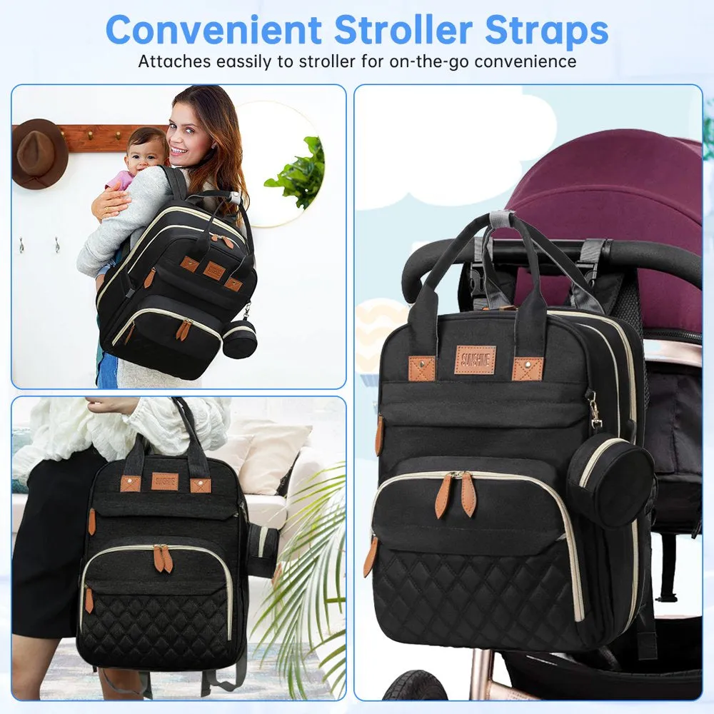 Foldable for Bag Port Crib, USB Baby Diaper Bag with Price guarantee Backpack Strap Backpack, Baby Prompt response Stroller Boy Girls(Gray) Multifunctional Large Waterproof Capacity Travel & Changing with Charging Diaper &