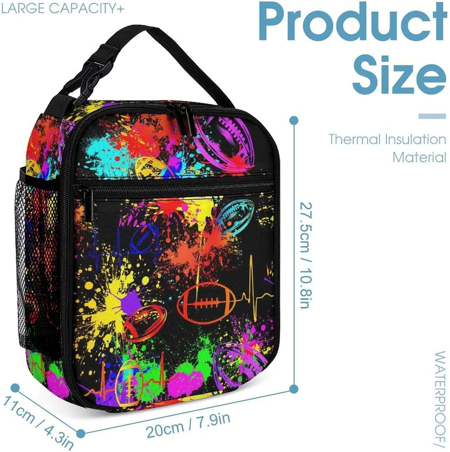 Football Backpack with Lunch Box & Pencil Case for Kids Girls Boys School, 16 Inch Cool Football Bookbag, School Backpack for Students Children, sustainable, Lightweight, Large Capacity