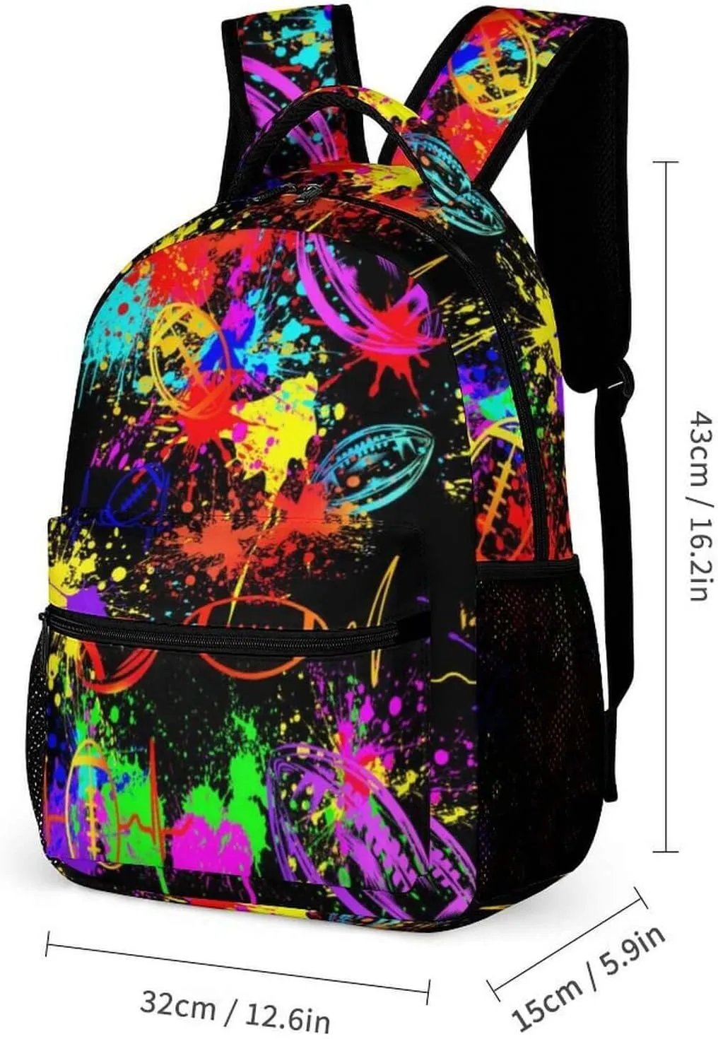Football Backpack with Lunch Box & Pencil Case for Kids Girls Boys School, 16 Inch Cool Football Bookbag, School Backpack for Students Children, sustainable, Lightweight, Large Capacity