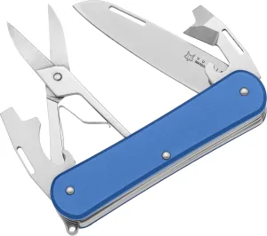 Fox Knives Vulpis FX-VP130-F4 Slipjoint Folding Knife 4-in-1 Multitool 2.17in Blade, Bottle Opener, Can Opener, Flat Head Screwdriver, Scissors - Compact Versatile Minimalist Pocket Knife (Sky Blue)