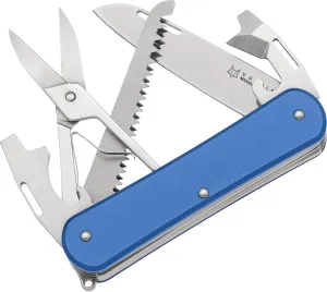 Fox Knives Vulpis FX-VP130-SF5 Slipjoint EDC Pocket Knife 5-in-1 Multitool - 2.17in Blade, Hacksaw, Bottle Opener, Can Opener, Scissors, Flat Head Screwdriver - Every Day Carry (Sky Blue)