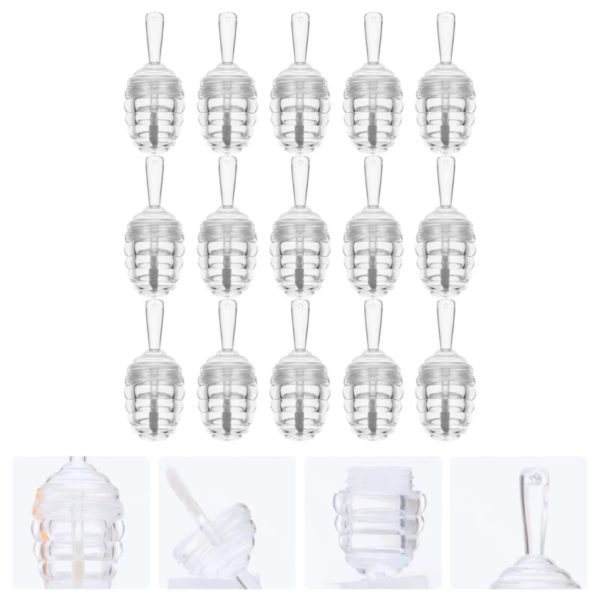 FRCOLOR 30pcs Refillable Honey Pot Lip Gloss Tubes Clear Containers for Oil Dye Liquid Portable and Reusable Design