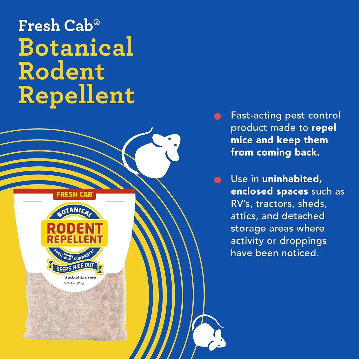 Fresh Cab Rodent Repellent - Botanical Pest Control for Indoor Use - Safe for Kids & Pets When Used As Directed - Made with Plant Fibers, Balsam Fir Essential Oil & Fragrance - 4-Pack