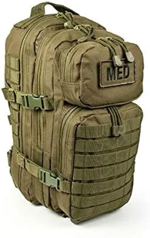 Fully Stocked OD Green Tactical Trauma Kit Backpack