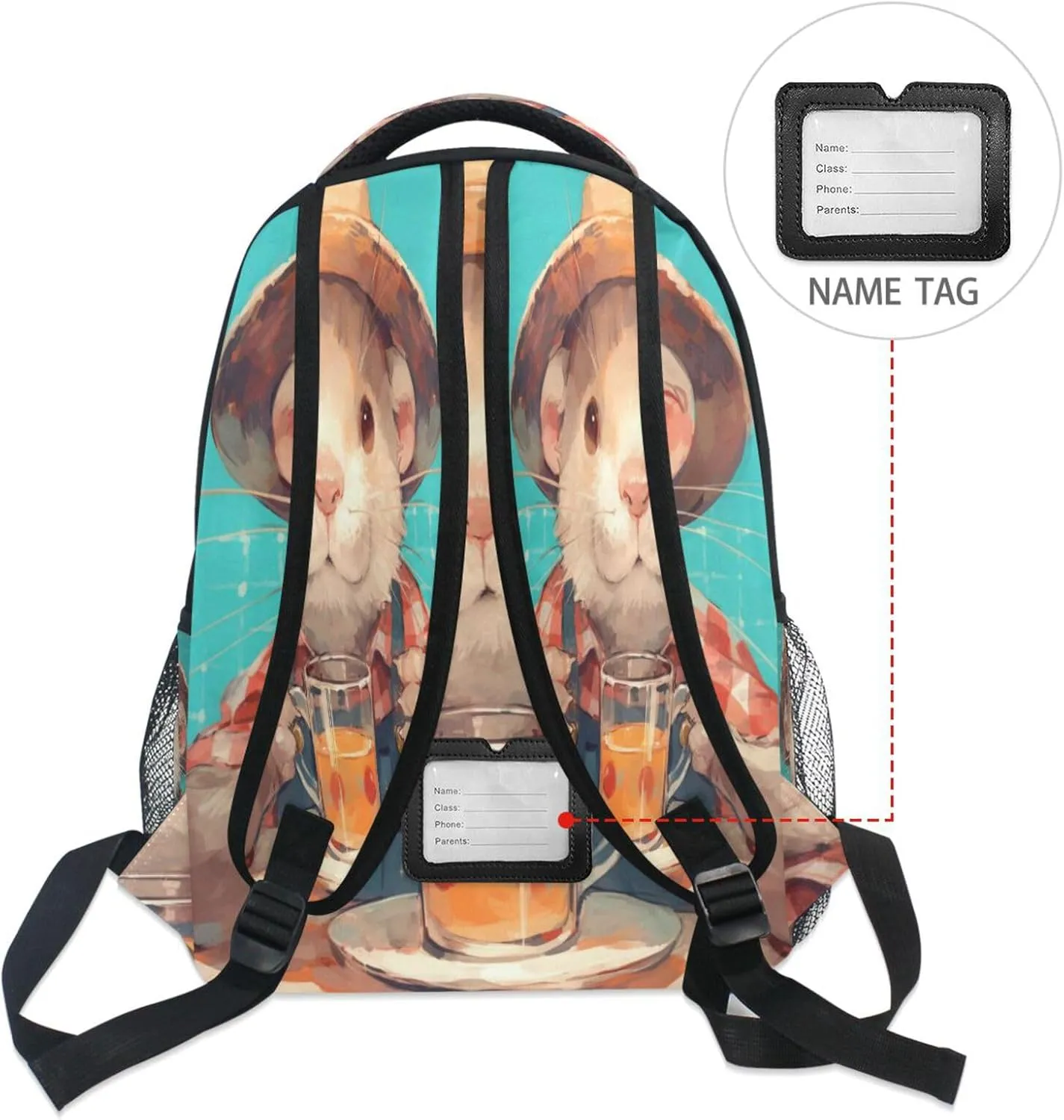 Fun Backpack for Teenager Waterproof School Bag with Chest Strap Gift Men & Women Tea Style