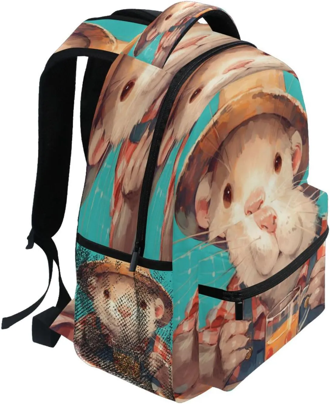 Fun Backpack for Teenager Waterproof School Bag with Chest Strap Gift Men & Women Tea Style