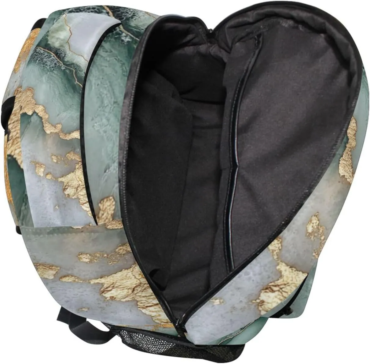 Fun Backpack for Teens Boys Girls Waterproof Stylish Travel Bags with Chest Strap for Business Work College Travel Trip Marble Sage Green White