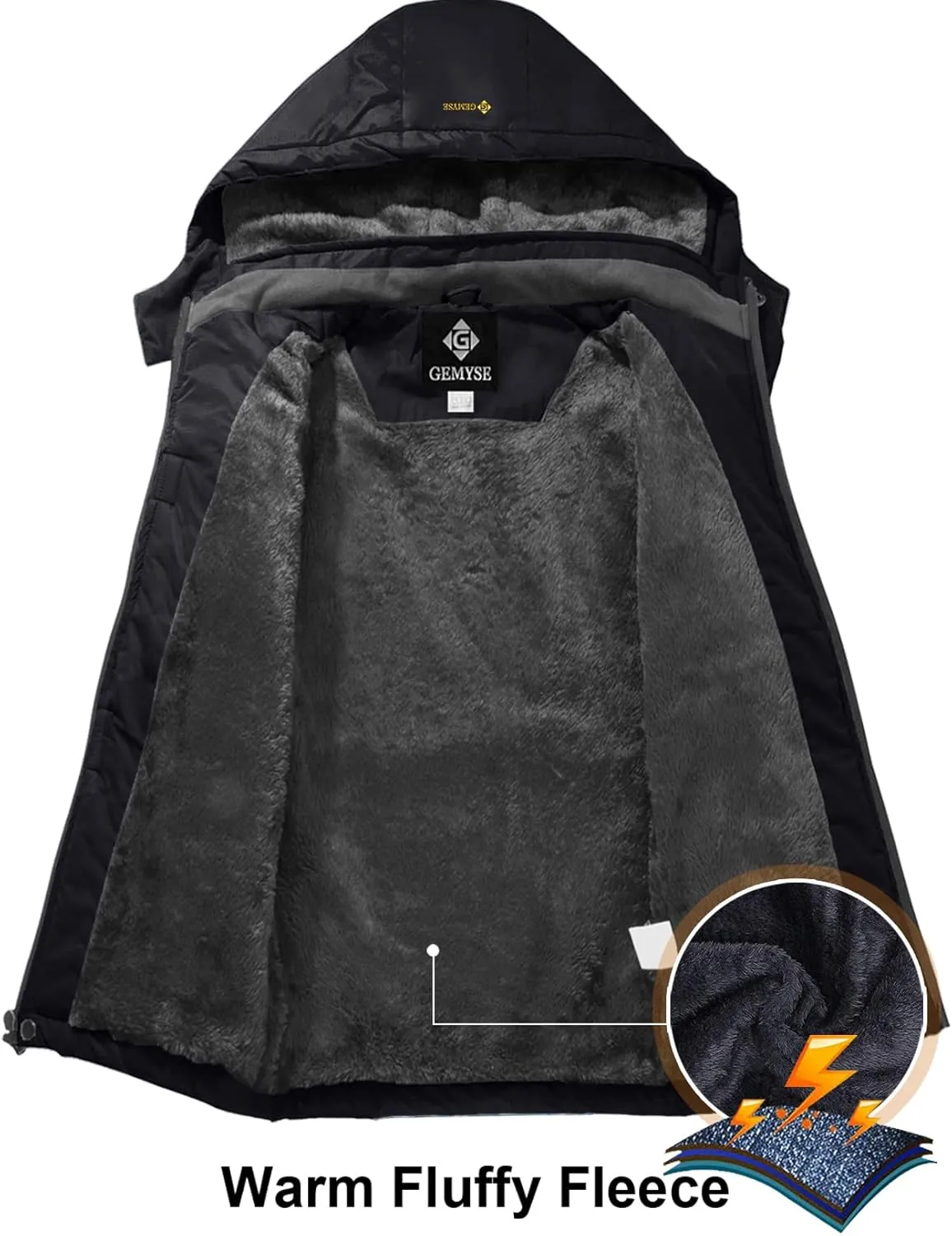 GEMYSE Boy's Waterproof Ski Snow Jacket Fleece Windproof Winter Jacket with Hood