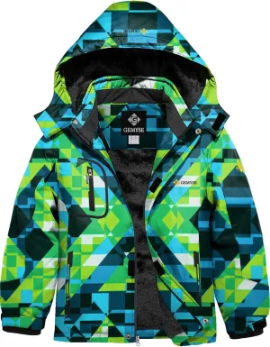 GEMYSE Boy's Waterproof Ski Snow Jacket Fleece Windproof Winter Jacket with Hood