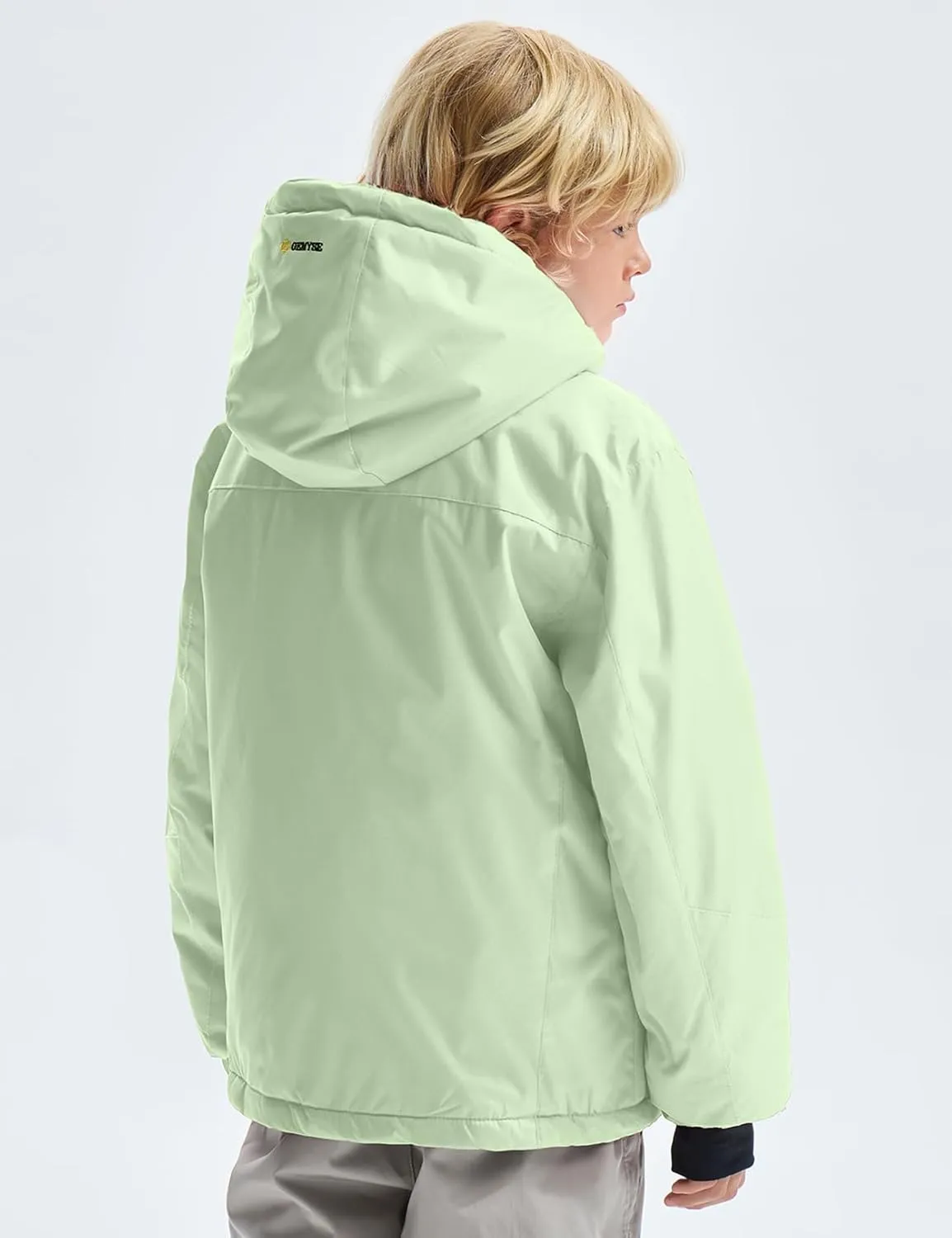 GEMYSE Boy's Waterproof Ski Snow Jacket Hooded Fleece Windproof Winter Jacket