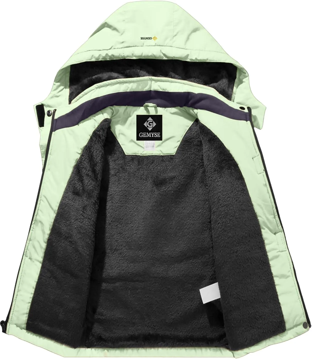 GEMYSE Boy's Waterproof Ski Snow Jacket Hooded Fleece Windproof Winter Jacket