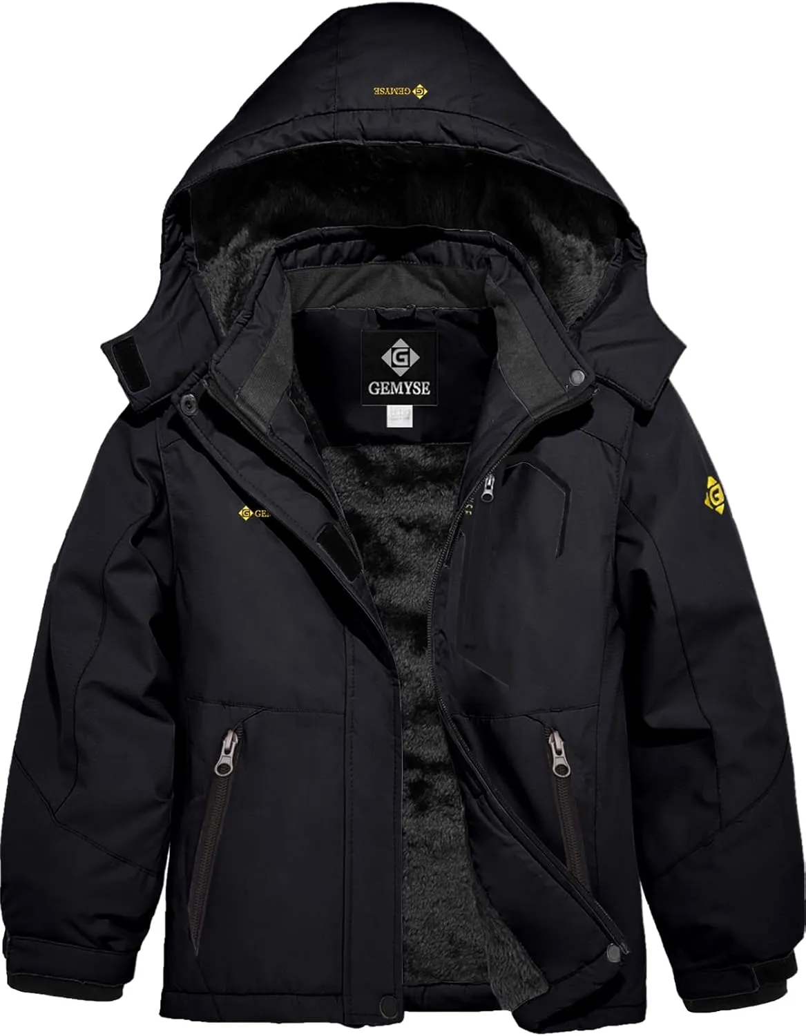 GEMYSE Girl's Waterproof Ski Snow Jacket Fleece Windproof Winter Jacket with Hood