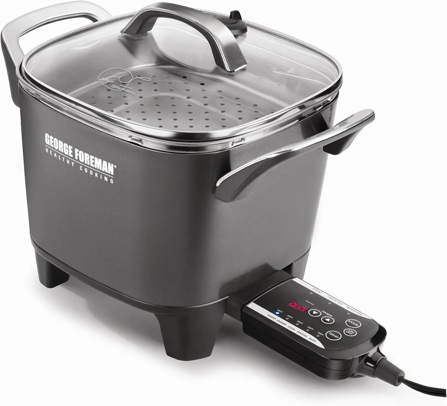 George Foreman RC0010B Smart Kitchen 30-Cup Digital Multicooker with Sear Setting,Black
