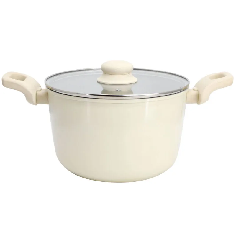 Gibson Home Barnsdall 5 Quart Ceramic Nonstick Aluminum Stock Pot with Lid in Cr