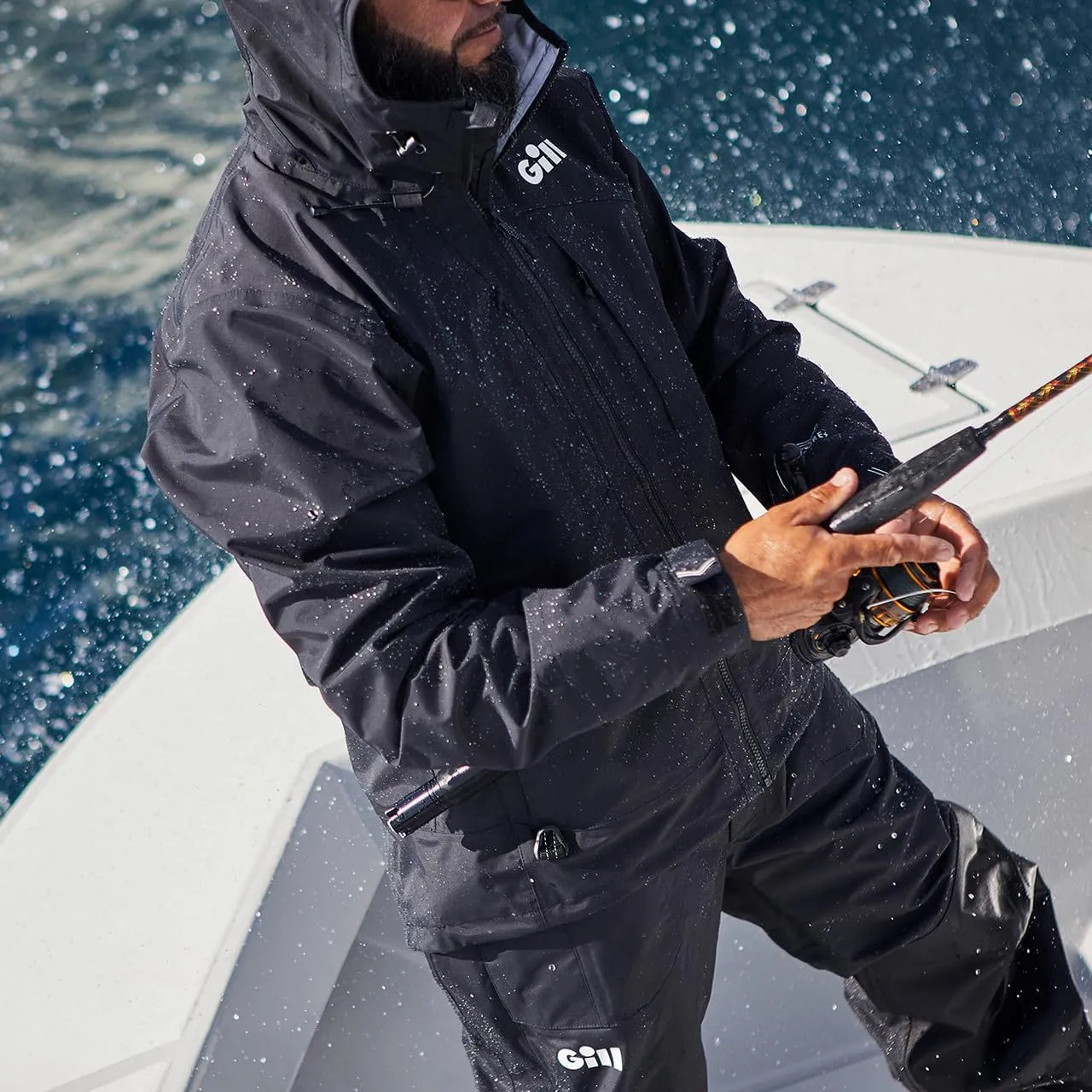 Gill Apex Pro-X Mens Fishing Jacket - Fully Taped, Waterproof and Stain Repellent (Black)
