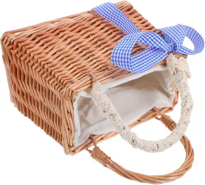 GLEAVI Rattan Flower Handbag Handwoven Wicker Basket Vintage Straw Purse Beach Tote Picnic Basket Wedding and Office Decor