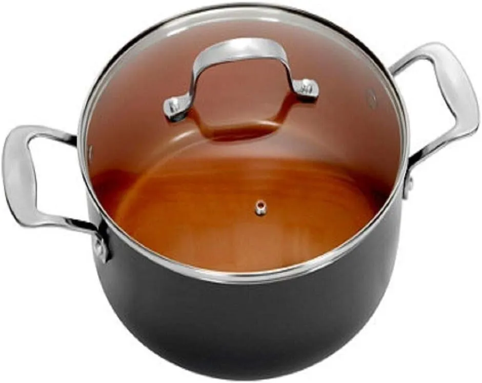 Gotham Steel 7 Quart Nonstick Stock Pot Multipurpose Pot Pasta Pot with Ultra Nonstick Diamond Surface, Includes Tempered Glass Lid-100% PFOA Free, Metal Utensil Safe, Easy Cleanup, Dishwasher Safe