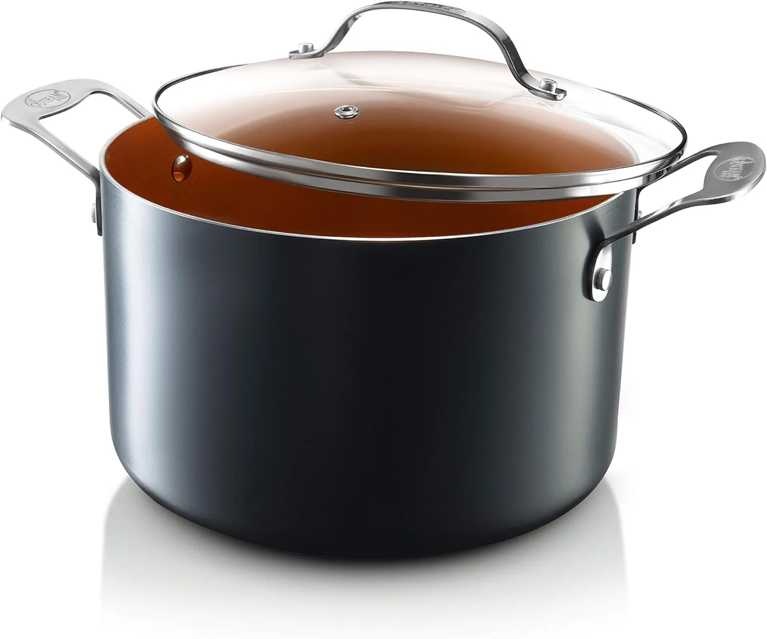 Gotham Steel 7 Quart Nonstick Stock Pot Multipurpose Pot Pasta Pot with Ultra Nonstick Diamond Surface, Includes Tempered Glass Lid-100% PFOA Free, Metal Utensil Safe, Easy Cleanup, Dishwasher Safe