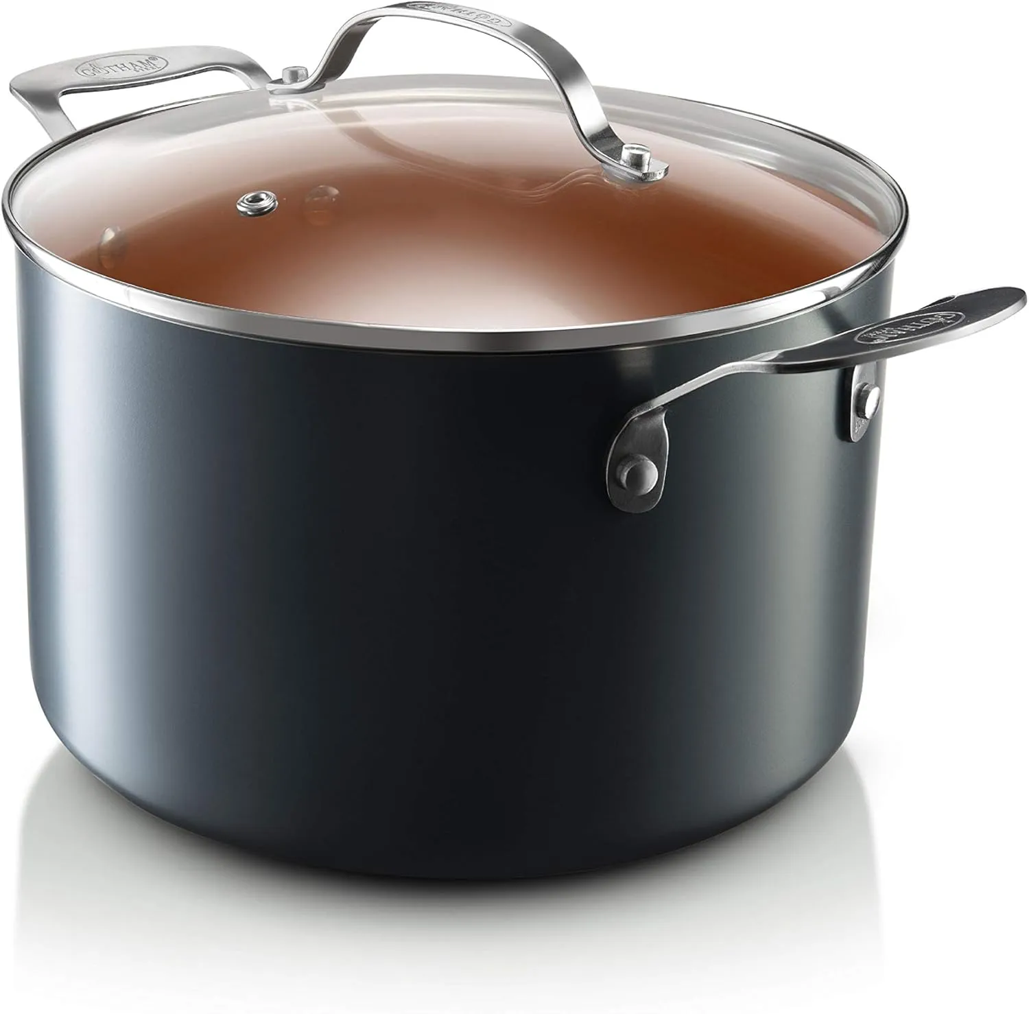 Gotham Steel 7 Quart Nonstick Stock Pot Multipurpose Pot Pasta Pot with Ultra Nonstick Diamond Surface, Includes Tempered Glass Lid-100% PFOA Free, Metal Utensil Safe, Easy Cleanup, Dishwasher Safe
