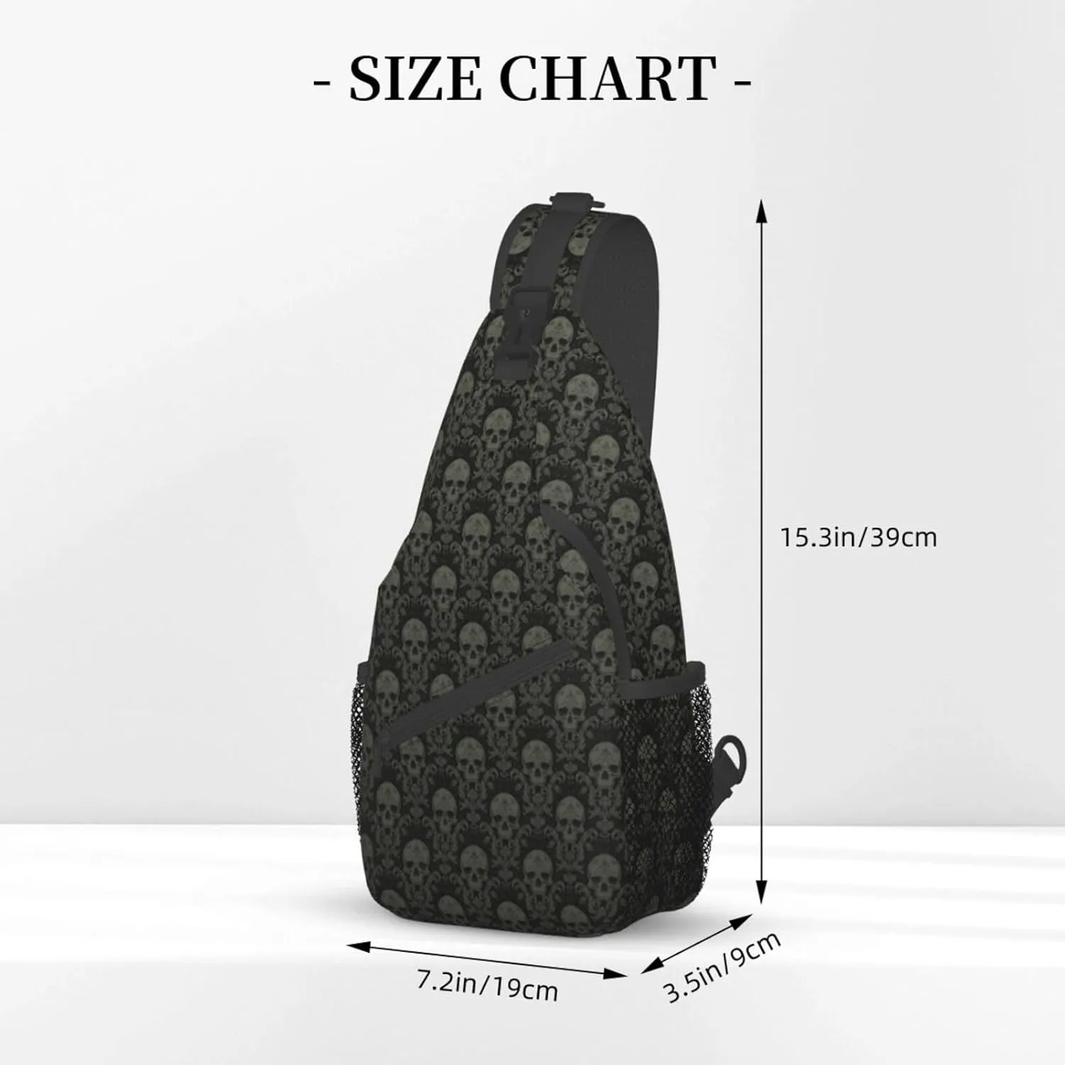 Gothic Black Skull-1 Sling Backpack Hiking Backpack Crossbody Bag Sports Lightweight And waterproof Chest Bag Shoulder Bag For Women Men