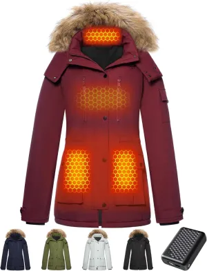 Graphene Heated Jacket for Women with Large Capacity Battery Pack Waterproof Windproof