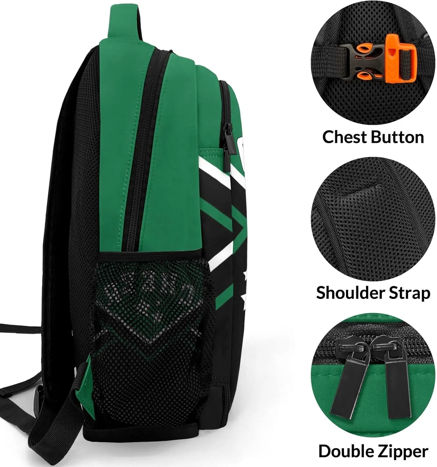 Green Cheer Cheerleader Personalized School Backpack Durable Laptop Bag for Man Woman