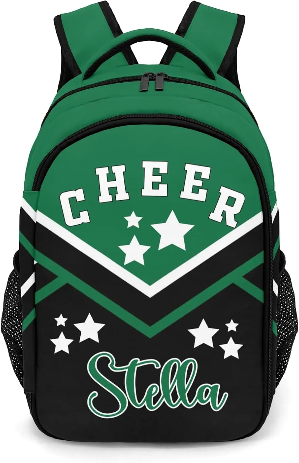 Green Cheer Cheerleader Personalized School Backpack Durable Laptop Bag for Man Woman
