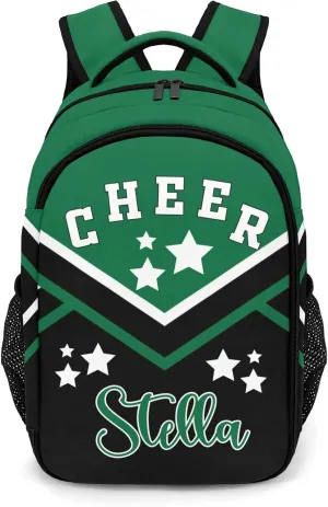 Green Cheer Cheerleader Personalized School Backpack Durable Laptop Bag for Man Woman
