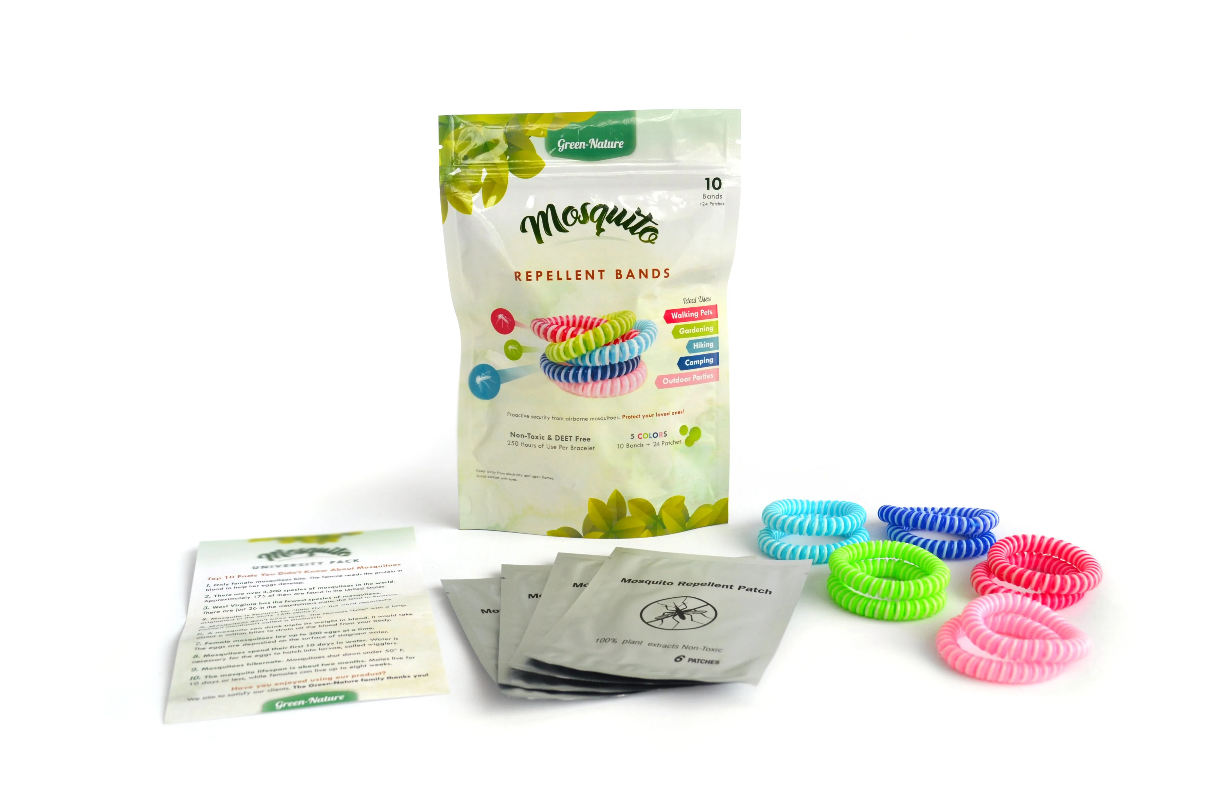 Green Nature Mosquito Repellent Bands with Bonus Repel Stickers