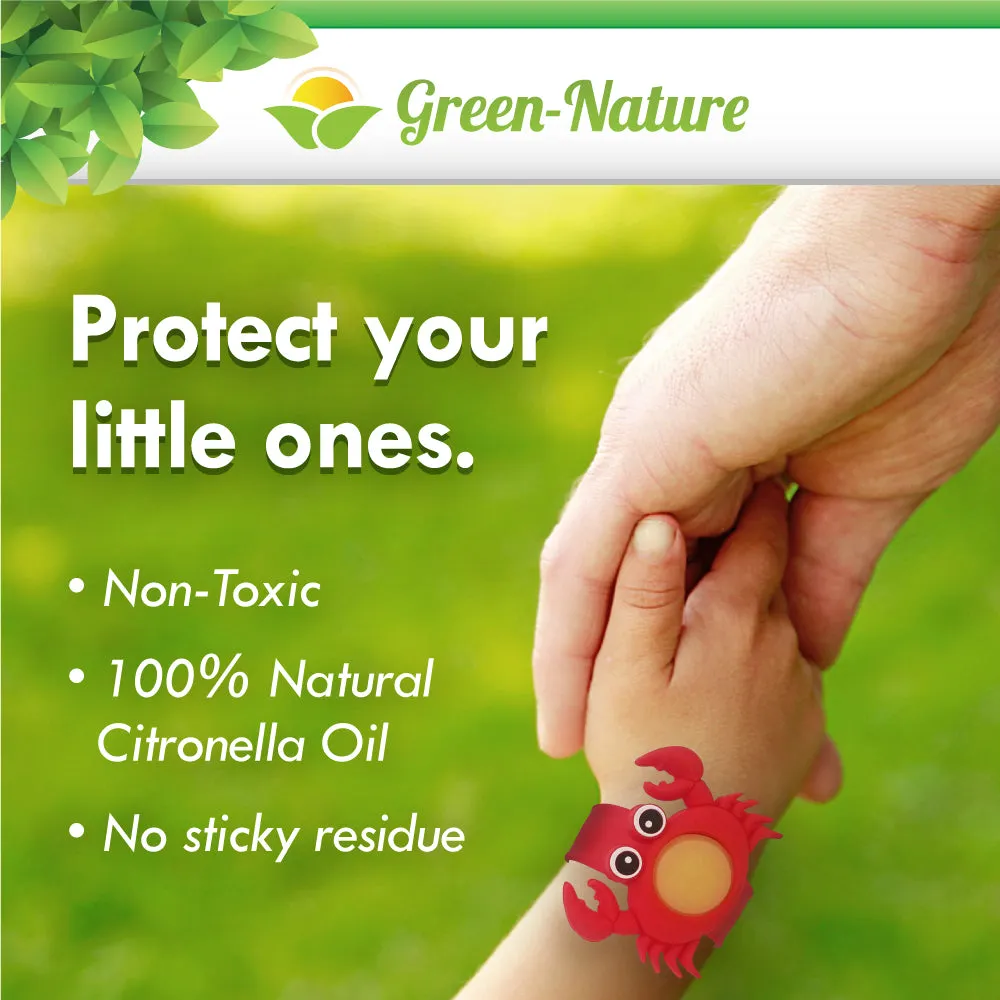 Green-Nature Mosquito Repellent Slap Bracelet , Wristband 3 Pack with Cartoon Figures Blue Hat