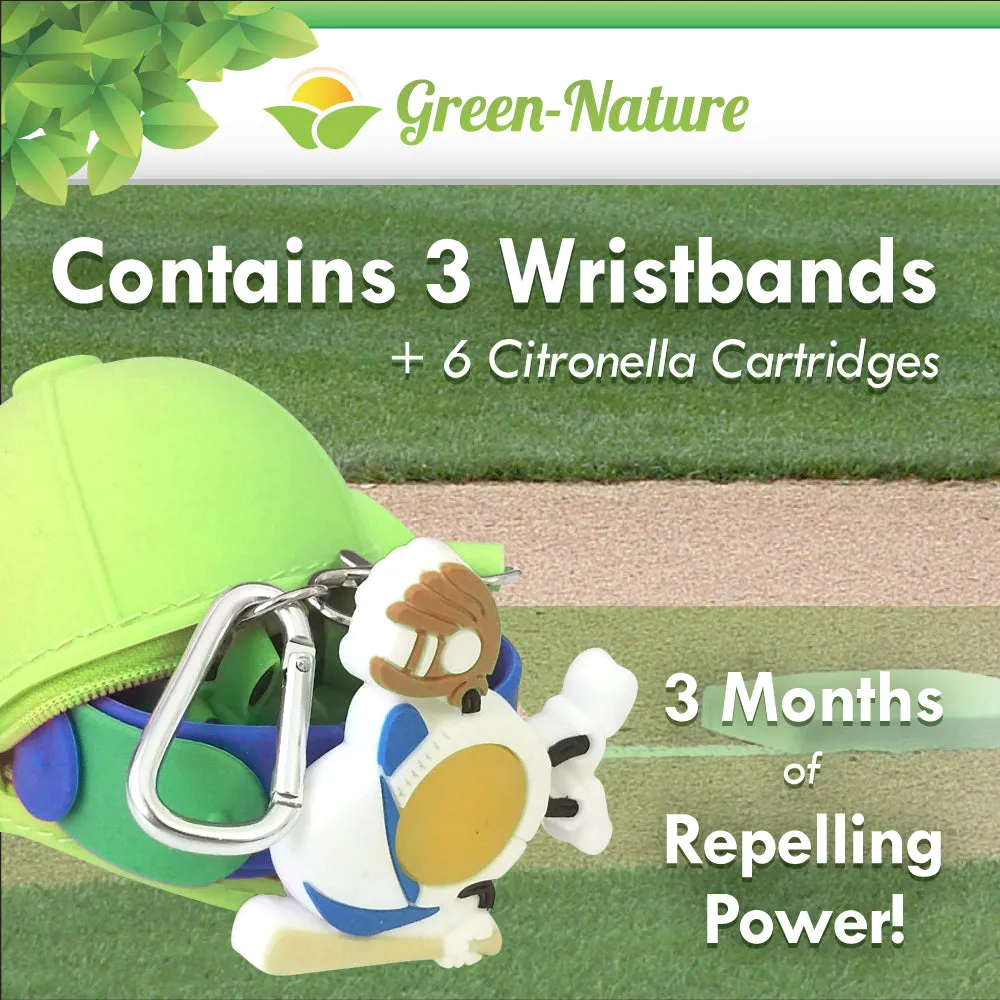 Green-Nature Mosquito Repellent Slap Bracelet , Wristband 3 Pack with Cartoon Figures Green Hat