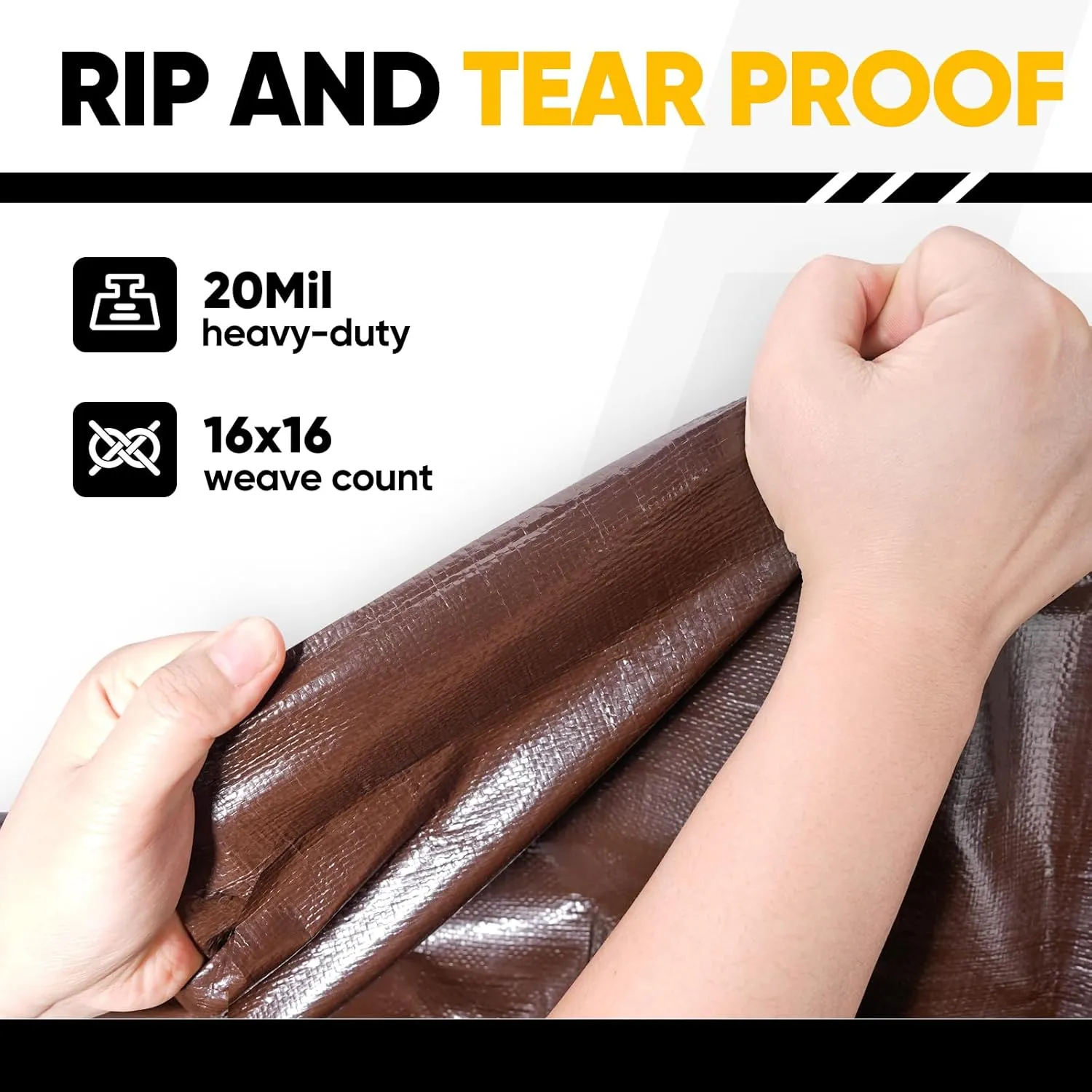 GZBtech 20Mil Super Heavy Duty Tarp 10x12FT, Waterproof Thick Brown&Black Outdoor PE Tarps for Patio Garden Use, UV Resistant Plastic Ground Cover for Trailer Car Truck Bike Pool Firewood